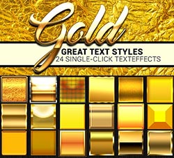极品PS样式－24个金色立体字效：24 Styles - Gold Collection